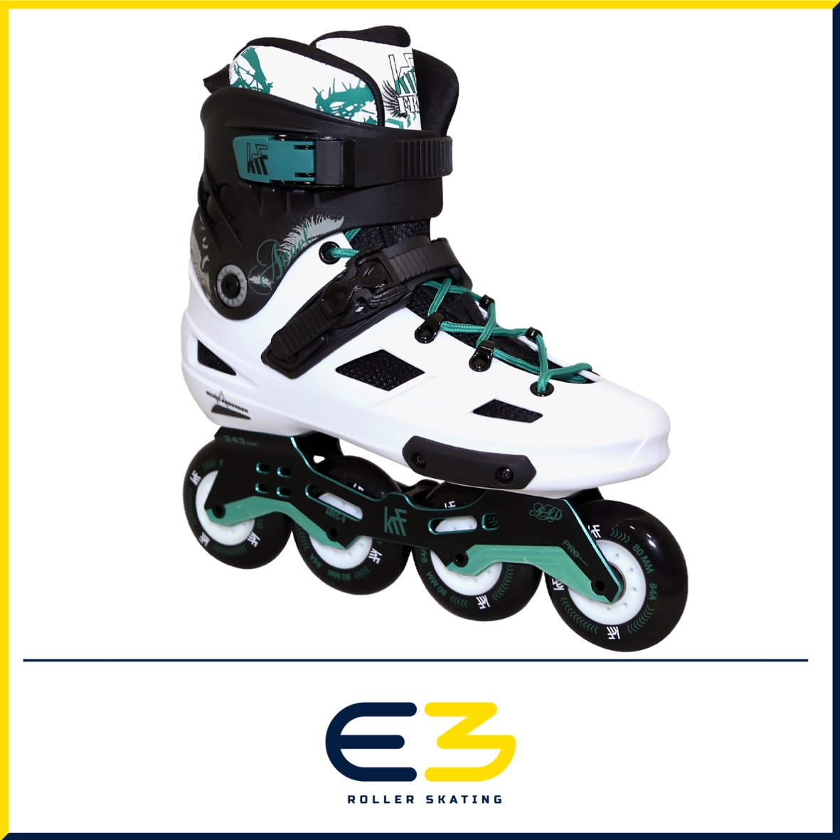 e3-rollerskating-krf-patines-linea-angel-4x80-blanco-verde Patín Freeskate ANGEL 4x80 Blanco/Verde - Imagen 1