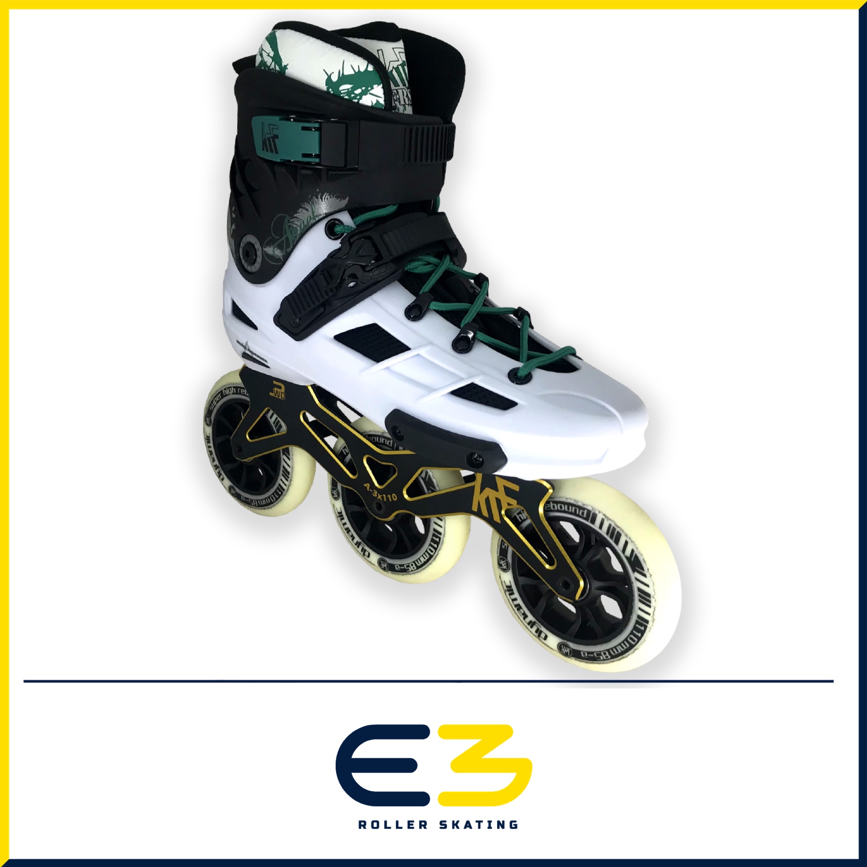 e3-rollerskating-krf-patines-linea-angel-3x110-blanco-verde-2 Patín Freeskate ANGEL 3X110 Blanco/Verde - Imagen 1