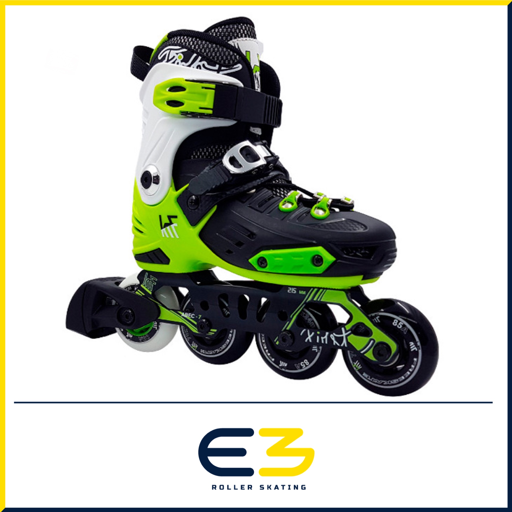 e3-rollerskating-krf-patin-inline-ajustable-hard-new-first-blanc-llima Patí KRF Freeskate First Verd Fluor - Imatge 1
